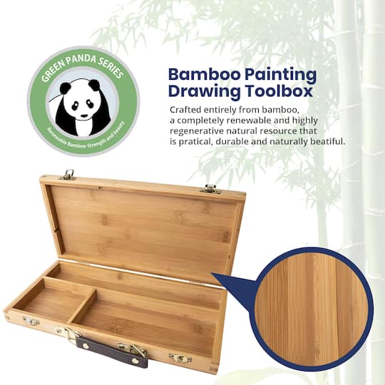 Pacific Arc 13" Bamboo Paint Box with 3 Compartments